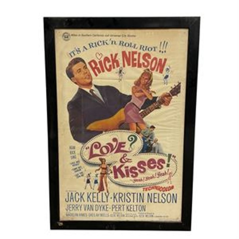 1965 Love & Kisses Original Movie Poster Rick Nelson Universal One-Sheet Framed